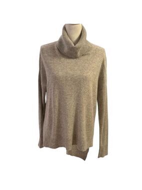 Vertical Design Cashmere 2-Ply 100% Asymmetrical Turtleneck Sweater Size S